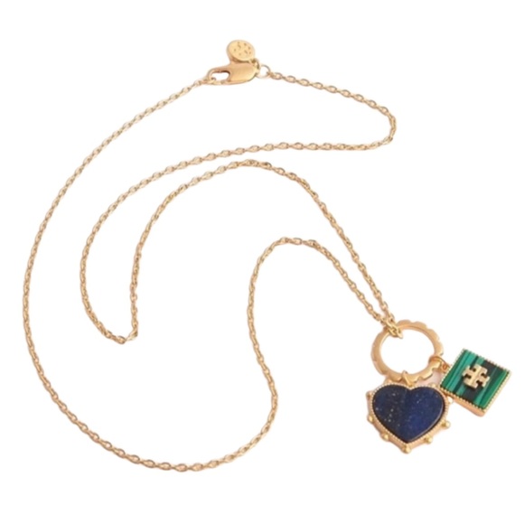 TORY BURCH Semiprecious Stone Logo Charm Necklace - Picture 4 of 7